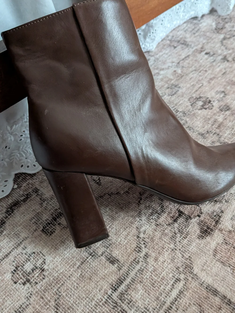Nine West Dark Brown Pointed Toe Block Heel Ankle Boots